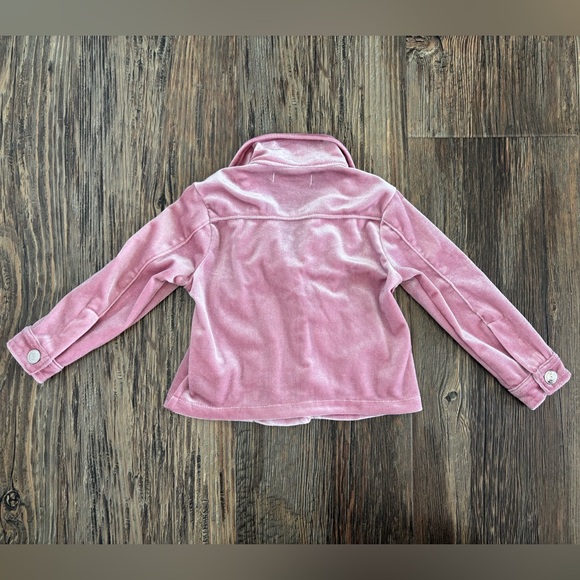 7 For All Mankind Pink Velour Full Zip Baby Moto Jacket Size 12 Months Logo - Picture 3 of 10